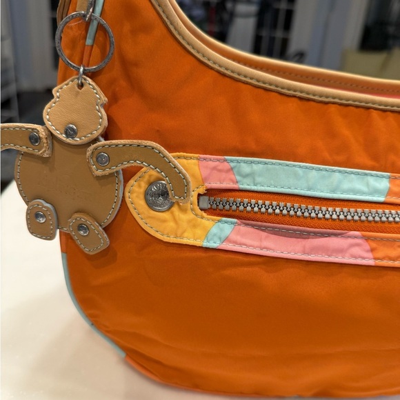 Kipling Nylon Hobo Women’s Orange Shoulder Bag With Monkey Adjustable Strap - Picture 2 of 16